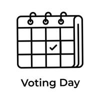 cheque marca en calendario demostración concepto icono de votación día, elección día vector