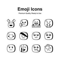 Cute emoji expressions, emoticons icons set vector