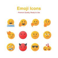 Cute facial expressions, set of emoticons icons, trendy design style vector