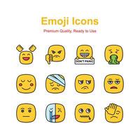 Cute emoji expressions, emoticons icons set vector