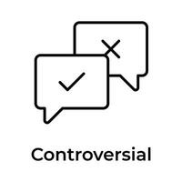 Chat bubbles with checkmark and cross signs, concept icon of controversy vector