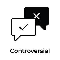 Chat bubbles with checkmark and cross signs, concept icon of controversy vector