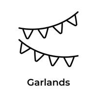 Get this visually perfect icon of garlands, decoration equipment vector