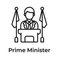 Visually appealing icon of prime minister in trendy style, ready for premium use vector