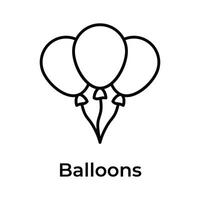 Helium balloons design, balloons for birthday and party, flying balloons with rope, party decorations vector