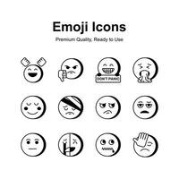 Cute emoji expressions, emoticons icons set vector