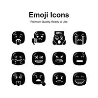 Set of emoji icons, cute expressions design vector