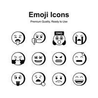 Set of emoji icons, cute expressions design vector