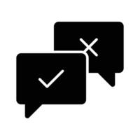 Chat bubbles with checkmark and cross signs, concept icon of controversy vector