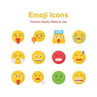 Set of emoji icons, cute expressions design vector