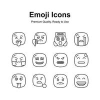 Set of emoji icons, cute expressions design vector