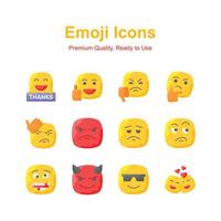 Cute facial expressions, set of emoticons icons, trendy design style vector