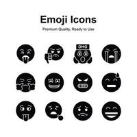 Set of emoji icons, cute expressions design vector