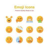 Cute emoji expressions, emoticons icons set vector