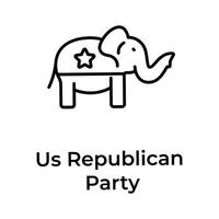 obtener su increíble icono de nosotros republicano fiesta, elefante vector