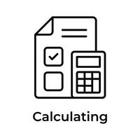 Calculator with document showing concept icon of calculating vector