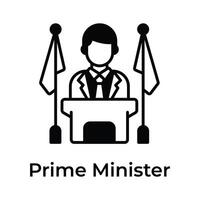 Visually appealing icon of prime minister in trendy style, ready for premium use vector