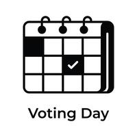 Check mark on calendar showing concept icon of voting day, election day vector