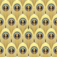 Abstract, geometric peacock gold feather pattern vector