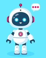 Cute cartoon robot assistant. Artificial intelligence, online support. vector