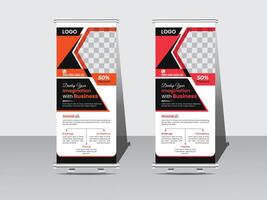 Roll up banner design template, vertical, abstract background, pull up design, modern standee and flag banner Roll up business template layout brochure leaflet-. vector