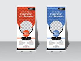 Roll up banner design template, vertical, abstract background, pull up design, modern standee and flag banner Roll up business template layout brochure leaflet-. vector