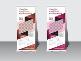 Roll up banner design template, vertical, abstract background, pull up design, modern standee and flag banner Roll up business template layout brochure leaflet-. vector