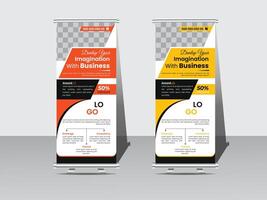 Roll up banner design template, vertical, abstract background, pull up design, modern standee and flag banner Roll up business template layout brochure leaflet-. vector