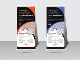 Roll up banner design template, vertical, abstract background, pull up design, modern standee and flag banner Roll up business template layout brochure leaflet-. vector