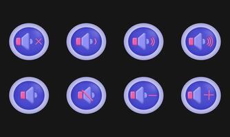 3d icon realistic concept set sound mute volume audio down design vector