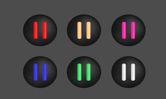 3d icon realistic set pause buttons design vector