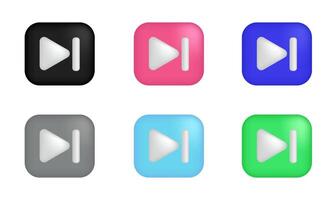 3d icon realistic concept set collection next button design vector