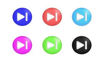 3d icon realistic concept set next button design vector