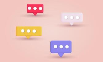 3d icon realistic concept set speak bubble chatting box design vector