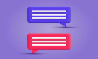 3d icon realistic concept set minimal blank chat boxes design vector