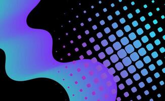 Gradient bold wavy line with square halftone on black background vector