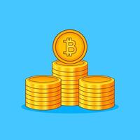 Bitcoin coin illustration with simple flat design style. vector