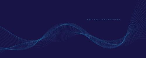 abstract blue background with dynamic blue waves, lines and particles. vector