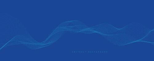 abstract blue background with dynamic blue waves, lines and particles. vector