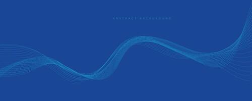 abstract blue background with dynamic blue waves, lines and particles. vector