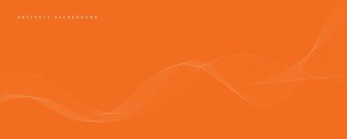 abstract orange background with dynamic orange waves, lines and particles. vector