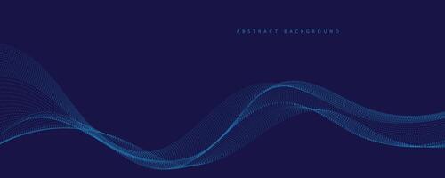 abstract blue background with dynamic blue waves, lines and particles. vector