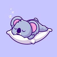 linda coala dormido en almohada dibujos animados vector