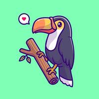 Cute Toucan Bird On Branch Cartoon vector