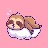 Cute Sloth Sleeping On Cloud Cartoon vector