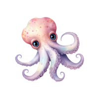 pulpo aislado detallado acuarela mano dibujado pintura ilustración png