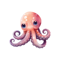 pulpo aislado detallado acuarela mano dibujado pintura ilustración png