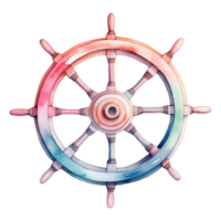 Ship's Wheel Isolated Detailed Watercolor Hand Drawn Painting Illustration png