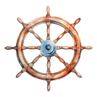 Ship's Wheel Isolated Detailed Watercolor Hand Drawn Painting Illustration png