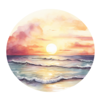 mooi strand zonsondergang geïsoleerd gedetailleerd waterverf hand- getrokken schilderij illustratie png